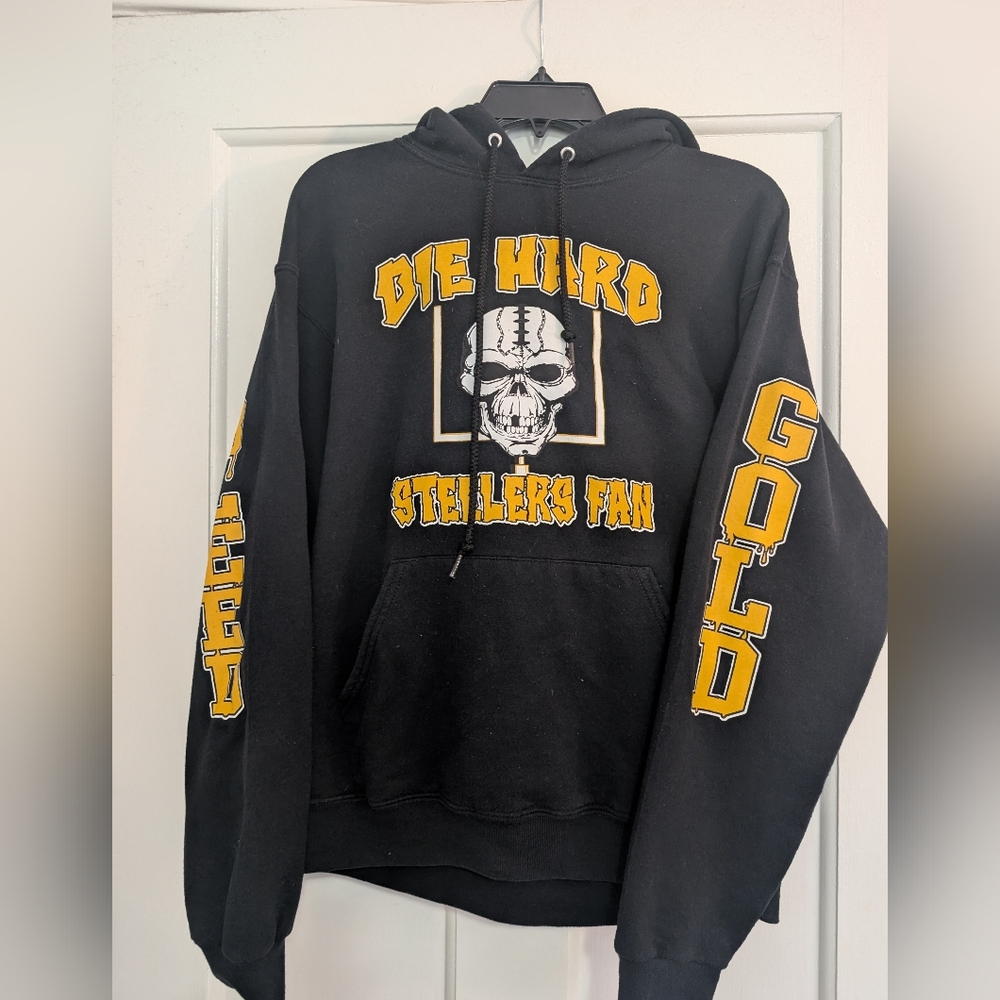 Vintage Jeezers DIE HARD PITTSBURGH STEELERS FAN Black Sweatshirt Size Med